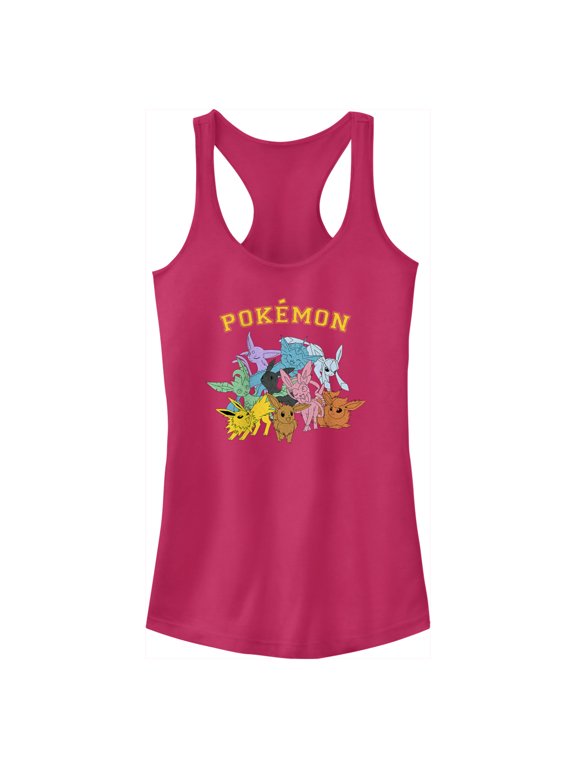 Junior's Pokemon Eeveelutions Racerback Tank Top Dark Pink Medium