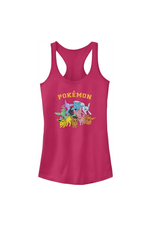 Junior's Pokemon Eeveelutions Racerback Tank Top Dark Pink Medium