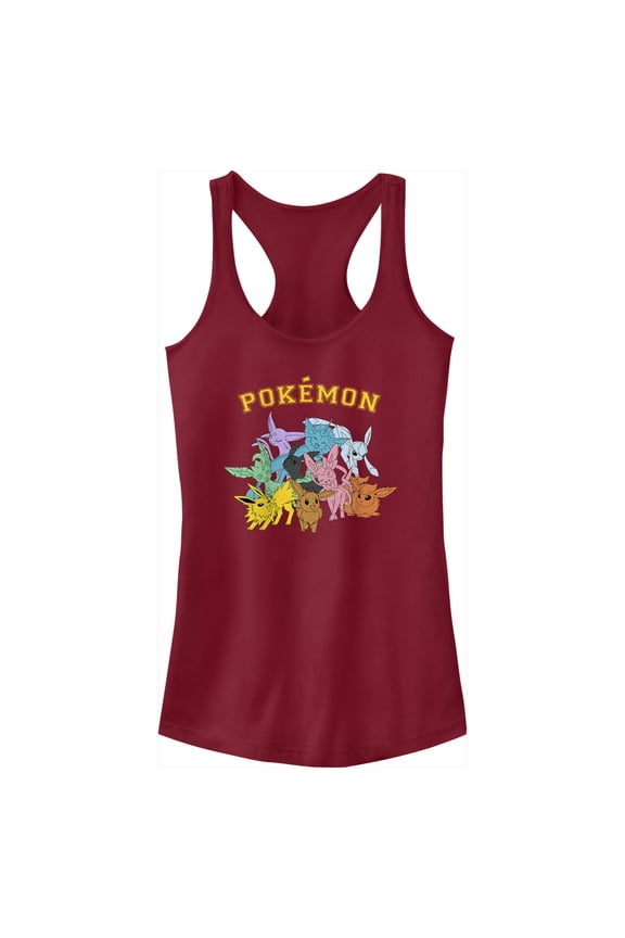 Junior's Pokemon Eeveelutions Racerback Tank Top Scarlet Medium