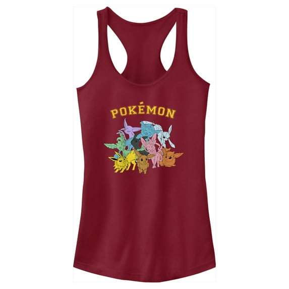 Junior's Pokemon Eeveelutions Racerback Tank Top Scarlet Medium