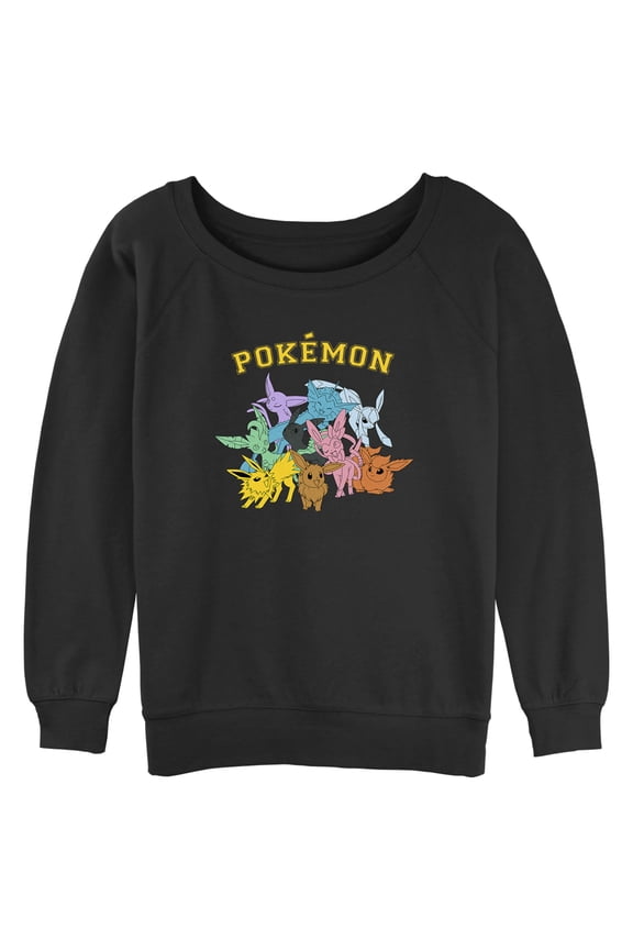 Junior's Pokemon Eeveelutions Sweatshirt Black X Large