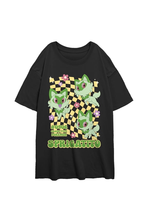 Junior's Pokemon Floral Retro Sprigatito  Graphic T-Shirt