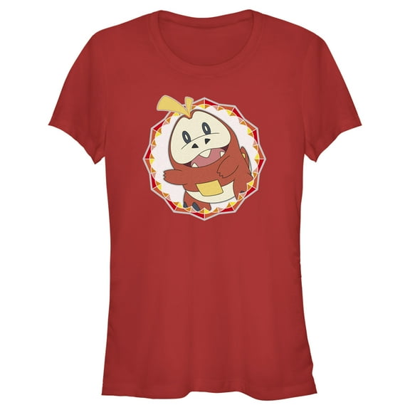 Junior's Pokemon Fuecoco Circle  Graphic Tee Red Medium