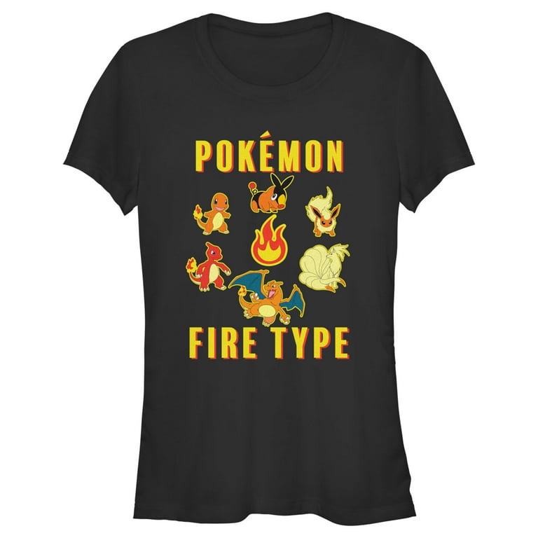 Junior's Pokemon Generations Fire Type Graphic Tee Black X Large