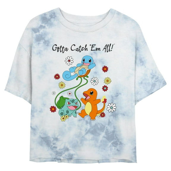 Junior's Pokemon Gotta Catch 'Em All Floral Group  Graphic T-Shirt