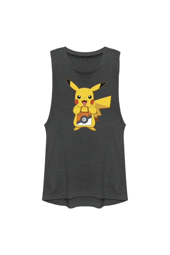 Junior's Pokemon Halloween Trick or Treat Pikachu Festival Muscle Graphic Tee Charcoal Large