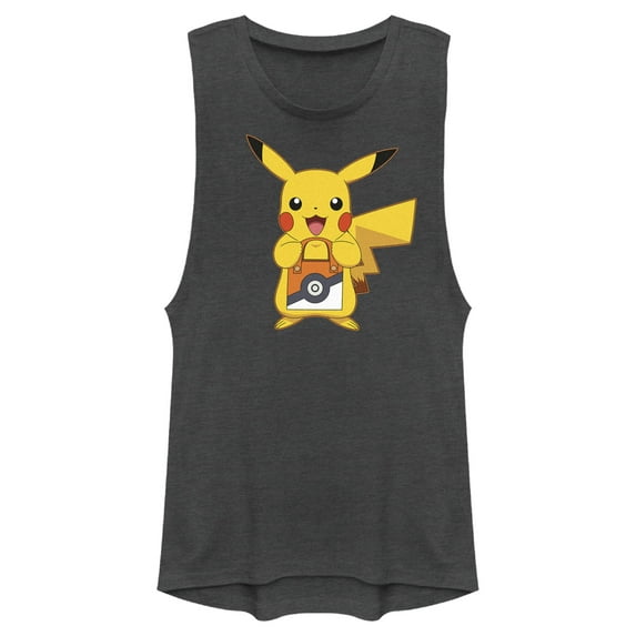 Junior's Pokemon Halloween Trick or Treat Pikachu Festival Muscle Graphic Tee Charcoal Medium