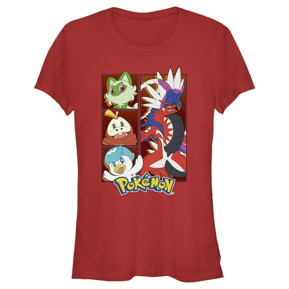 Junior's Pokemon Koraidon Group Graphic Tee Red Large