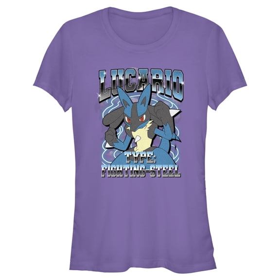 Junior's Pokemon Lucario Type: Fighting-Steel  Graphic Tee Purple Medium