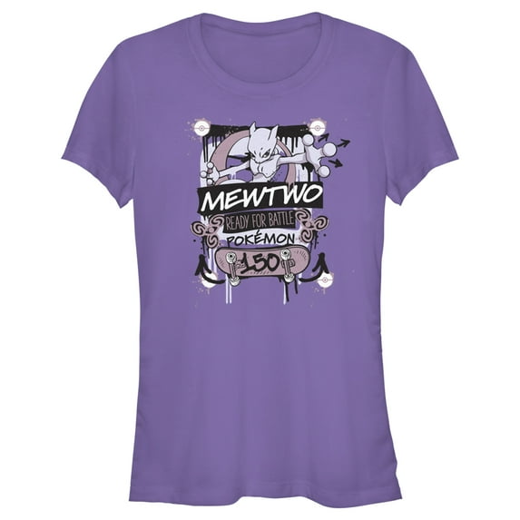 Junior's Pokemon Mewtwo Ready for Battle Graphic Tee Purple Small