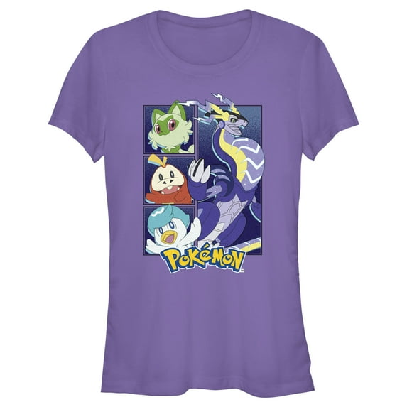 Junior's Pokemon Miraidon Group Graphic Tee Purple X Large
