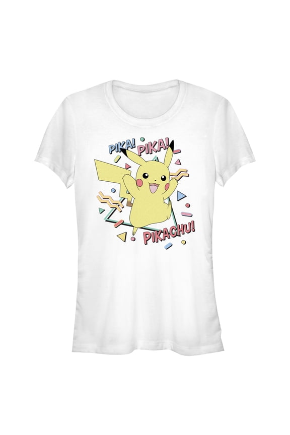 Junior's Pokemon Pikachu 80s Party Graphic Tee White Small