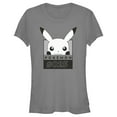 thumbnail image 1 of Junior's Pokemon Pikachu Black and White Graphic Tee Charcoal X Large, 1 of 3