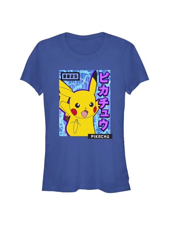 Junior's Pokemon Pikachu Blue Lightning Graphic Tee Royal Blue 2X Large