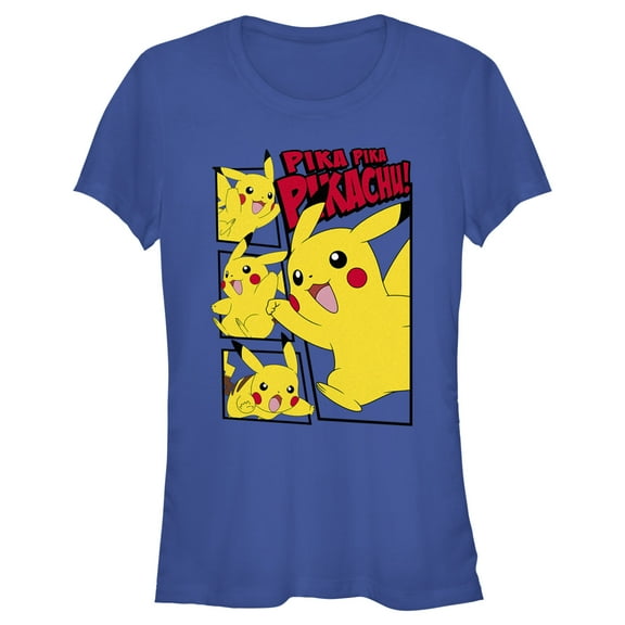 Junior's Pokemon Pikachu Comic Panels Graphic Tee Royal Blue Medium