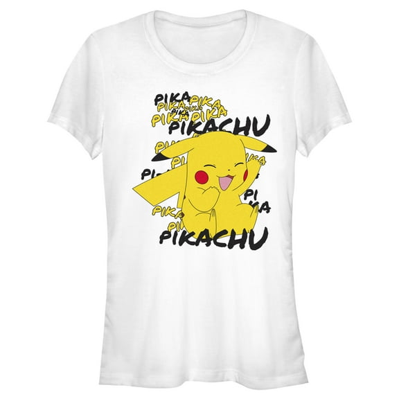 Junior's Pokemon Pikachu Laughing Graphic Tee White 2X Large