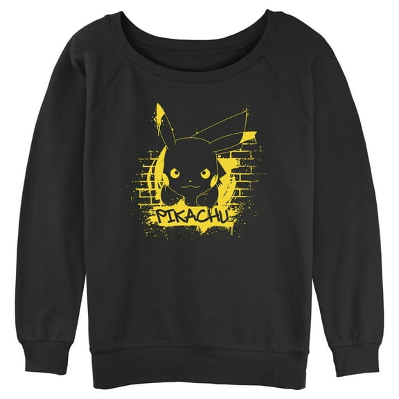 Junior's Pokemon Pikachu Mural  Sweatshirt Black Medium