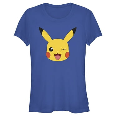 Junior's Pokemon Pikachu Wink Face  Graphic Tee Royal Blue Large