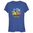 thumbnail image 1 of Junior's Pokemon Pikachu and Eeveelutions Logo Graphic Tee Royal Blue 2X Large, 1 of 3
