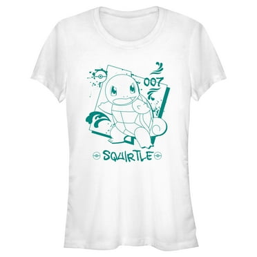 Junior's Pokemon Squirtle Graffiti Outline  Graphic Tee White X Large