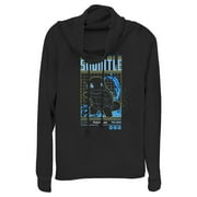THE POKEMON COMPANY INTERNATIONAL Junior's Pokemon Squirtle Retro Grid Cowl Neck Sweatshirt Black X Large