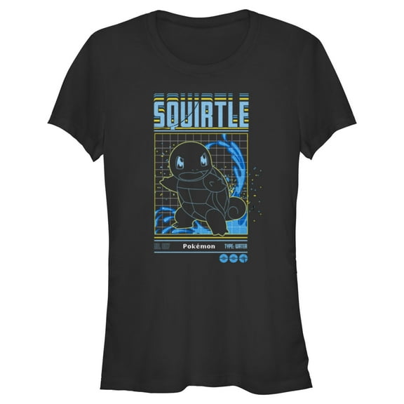 Junior's Pokemon Squirtle Retro Grid  Graphic Tee Black X Large