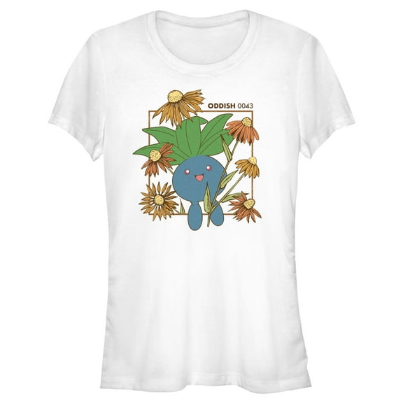 Junior's Pokemon Sunflower Oddish  Graphic Tee White 2X Large