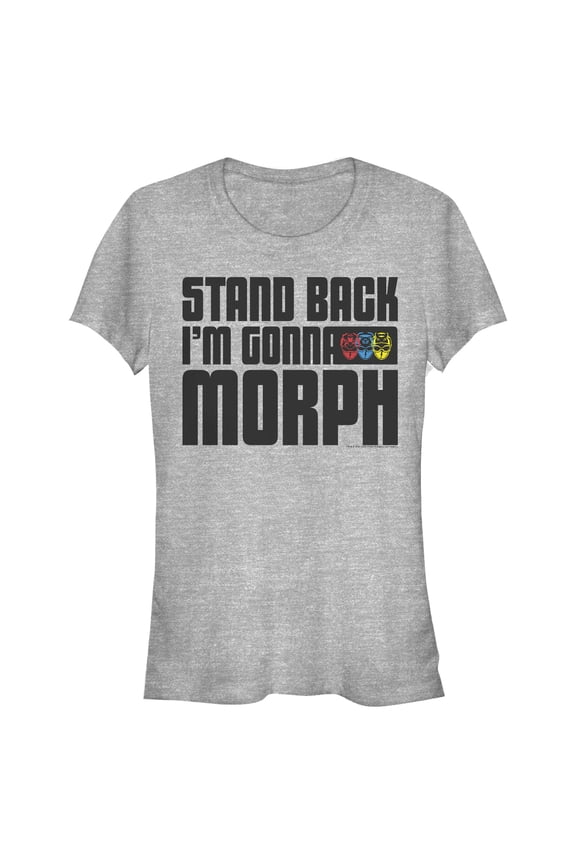 Junior's Power Rangers Beast Morphers Stand Back  Graphic Tee Athletic Heather Small