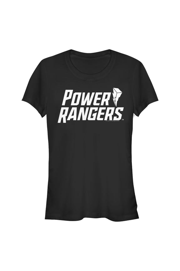 Junior's Power Rangers Classic Lightning Bolt Logo  Graphic Tee Black Medium