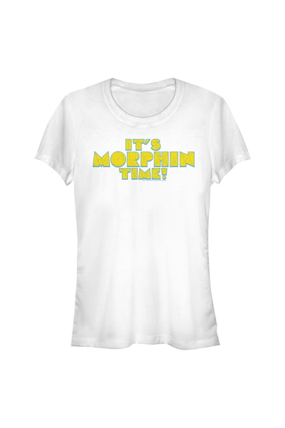 Junior's Power Rangers Geometric Morphin Time  Graphic Tee White Small