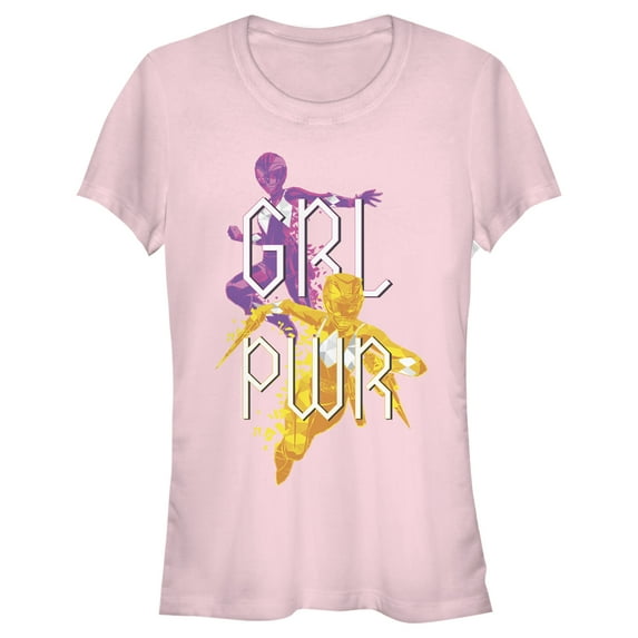 Junior's Power Rangers Girl Power Team Graphic Tee Light Pink Small