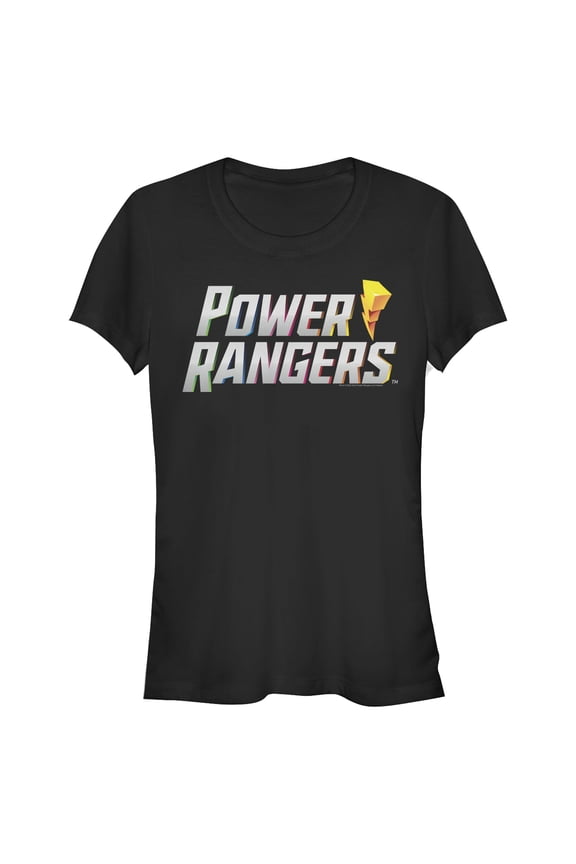Junior's Power Rangers Lightning Bolt Logo Graphic Tee Black Small