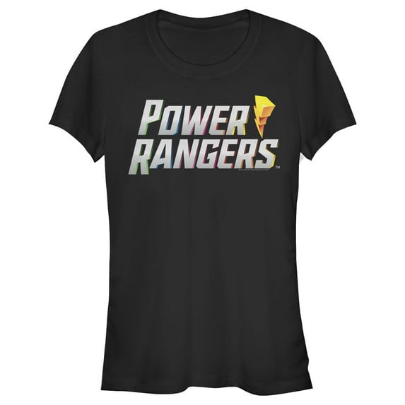 Junior's Power Rangers Lightning Bolt Logo Graphic Tee Black X Large