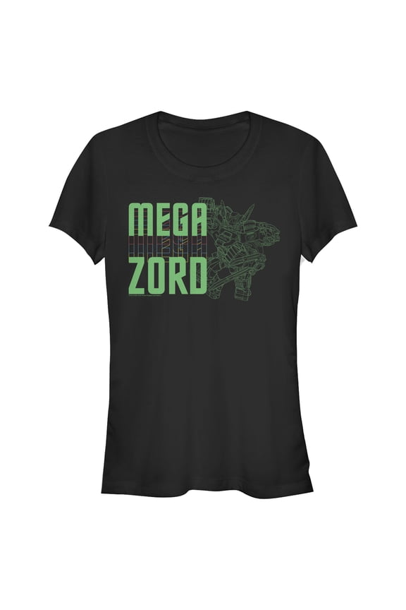 Junior's Power Rangers Megazord Schematics Graphic Tee Black X Large