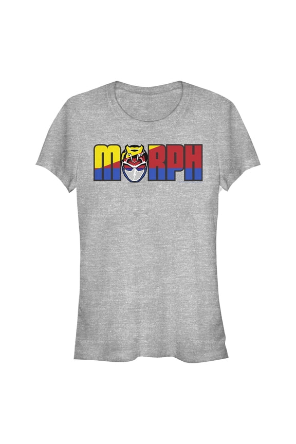 Junior's Power Rangers Morph Color Text Graphic Tee Athletic Heather Large