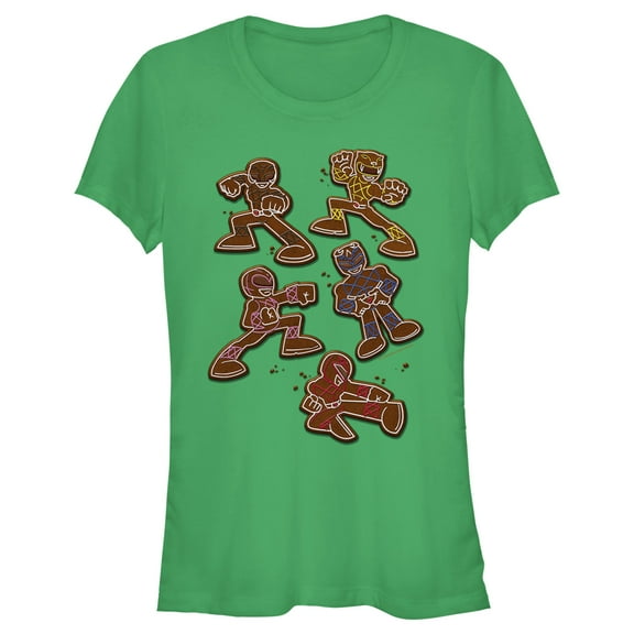 Junior's Power Rangers Power Ranger Cookies  Graphic Tee Kelly Green Small
