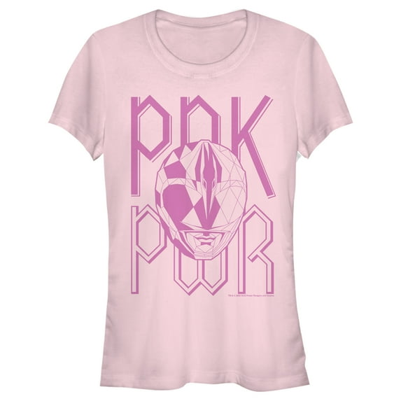 Junior's Power Rangers Power Text Graphic Tee Light Pink Large