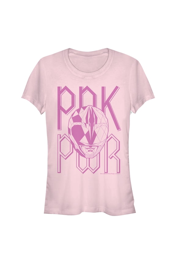 Junior's Power Rangers Power Text Graphic Tee Light Pink Medium