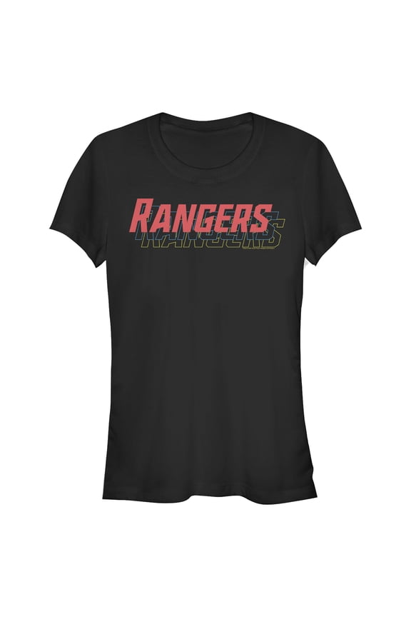 Junior's Power Rangers Shadow Text  Graphic Tee Black Large