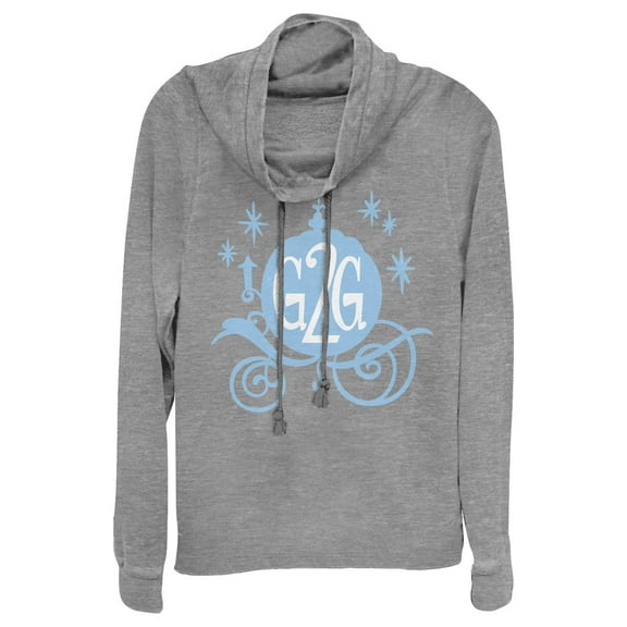 Junior's Ralph Breaks the Internet Comfy Cinderella Cowl Neck Sweatshirt Gray Heather 3X Large