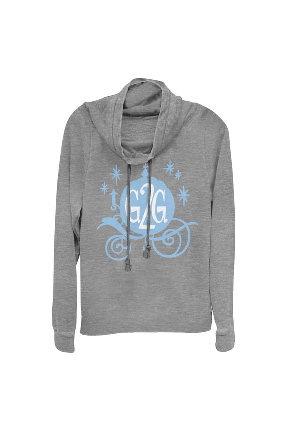 Junior's Ralph Breaks the Internet Comfy Cinderella Cowl Neck Sweatshirt Gray Heather 3X Large