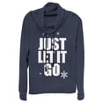 thumbnail image 1 of Junior's Ralph Breaks the Internet Comfy Elsa  Cowl Neck Sweatshirt Navy Blue Small, 1 of 3