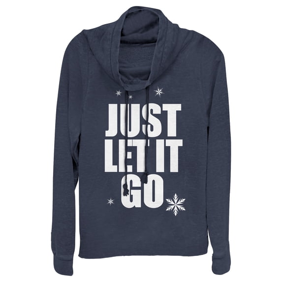 Junior's Ralph Breaks the Internet Comfy Elsa Cowl Neck Sweatshirt Navy Blue Small