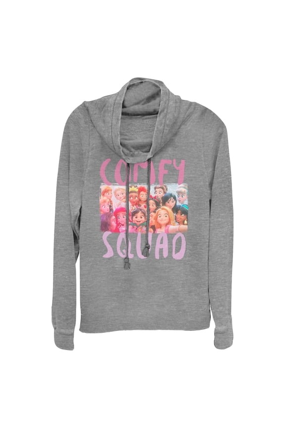 Junior's Ralph Breaks the Internet Comfy Squad Selfie Cowl Neck Sweatshirt Gray Heather Small