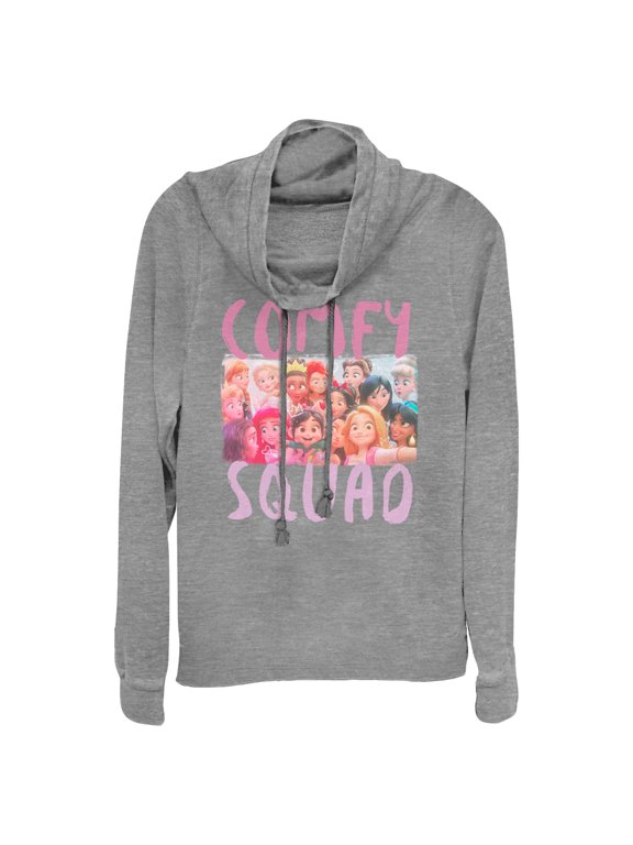 Junior's Ralph Breaks the Internet Comfy Squad Selfie Cowl Neck Sweatshirt Gray Heather X Large