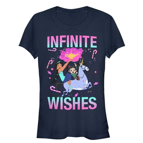 Junior's Ralph Breaks the Internet Jasmine Infinite Wishes Graphic Tee Navy Blue Large