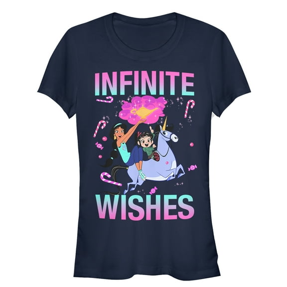 Junior's Ralph Breaks the Internet Jasmine Infinite Wishes Graphic Tee Navy Blue Medium