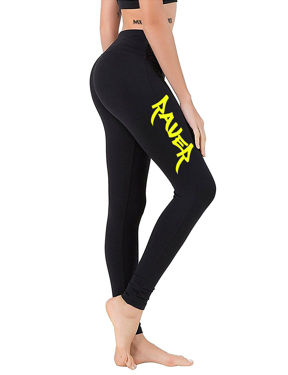 Cheap Gym Summer Fest Sporty Rave Black Tech Wear Contrast Stitch Leggings