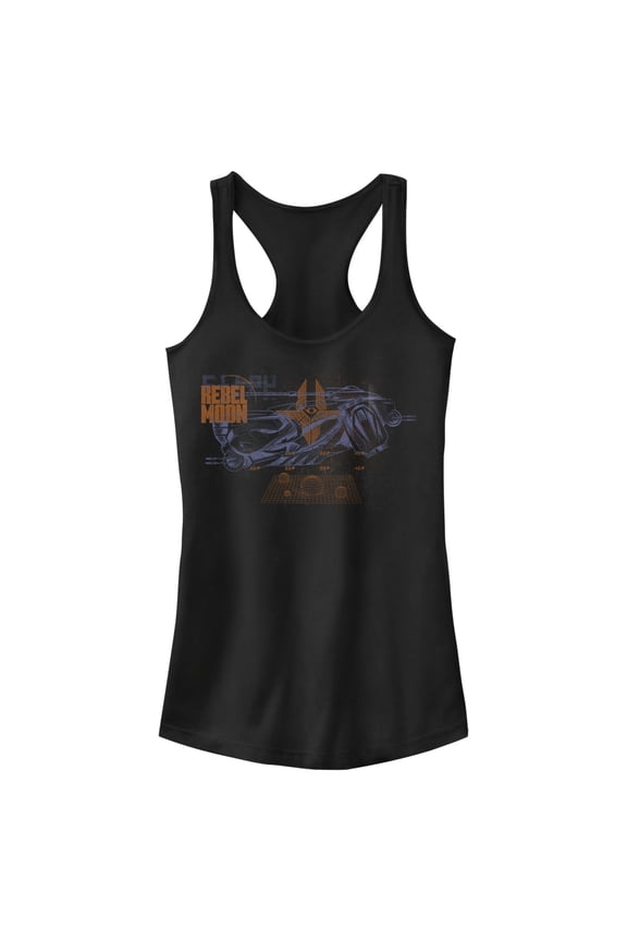 Junior's Rebel Moon Imperium Space Fighter Grid Racerback Tank Top Black X Large