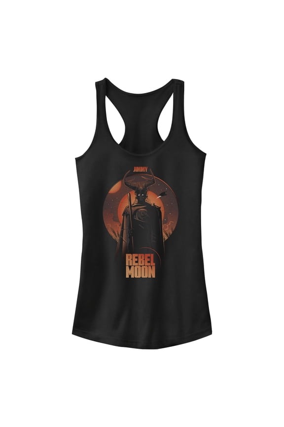 Junior's Rebel Moon Jimmy Warrior Portrait Racerback Tank Top Black Large